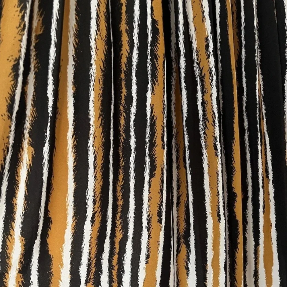 Ronny Kobo Sallee Elegant Striped Tiger Print Deep V-Neck Maxi Dress SXS NWOT - Picture 12 of 15